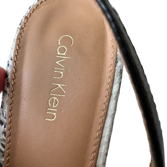 Calvin Klein Giny Black Snakeskin Peep Toe Slingback Heels - Picture 4 of 12